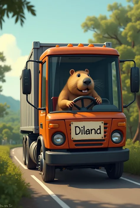 Capybara driving a cargo truck and that the patent says Diland