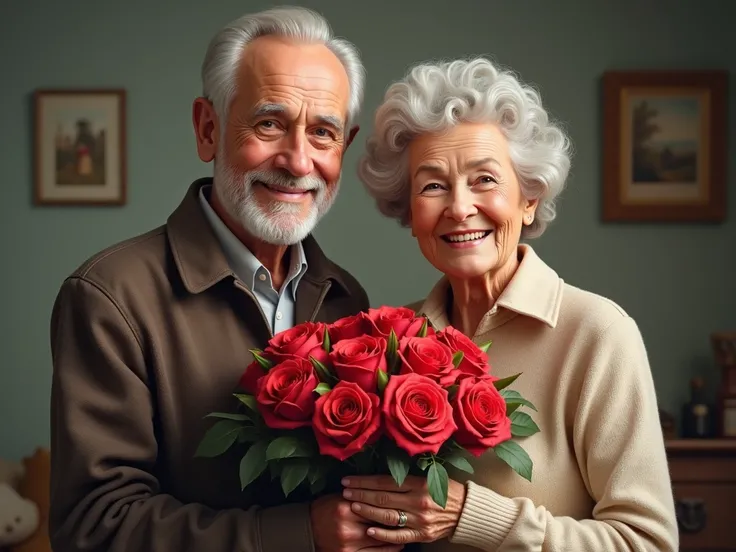 old couple with a bouquet of roses original looks