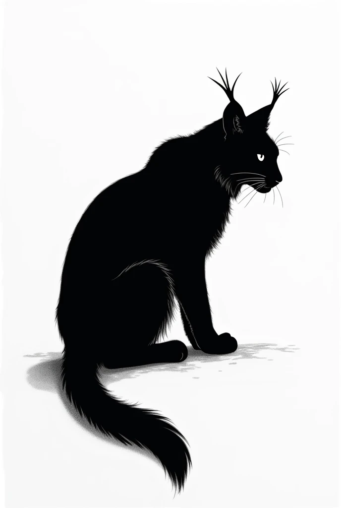 Silhouette of a lynx in profile drawing