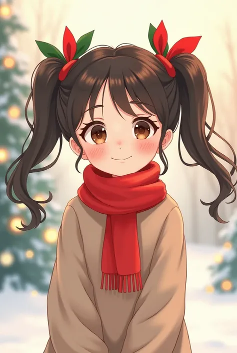 cute single girl with christmas twin tails