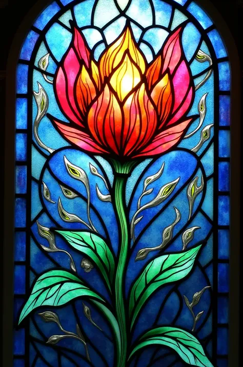 Stained glass with a flower