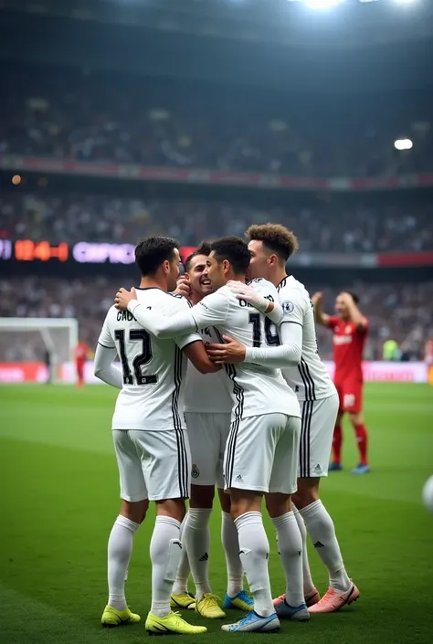 Real madrid 4:1 Barcelona
Real madrid players celebrate the winning under goals table