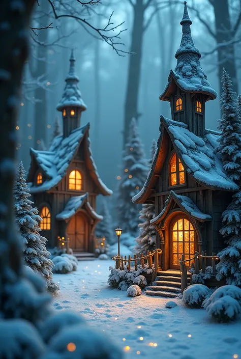 Mysterious houses and Christmas trees in a fantastic world　Shine