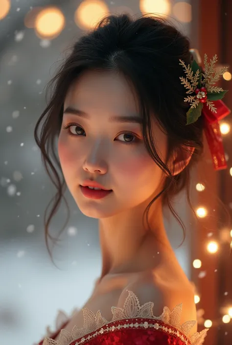 Asian girl pretty, xmas