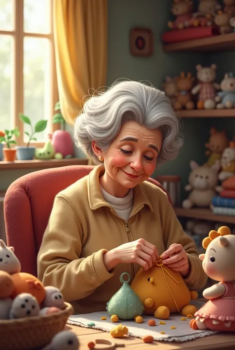 Grandmom, sewing, toys