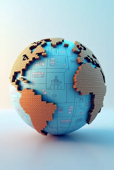 A Minecraft-style globe about the economy

