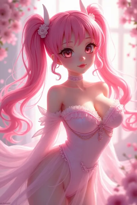 Magical Girl Pink Haired Busty Twintail Anime Cute Person Nude Panties Sensual Babe