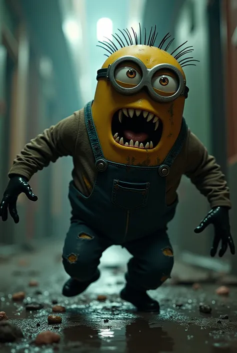 a scary minion attacks a person