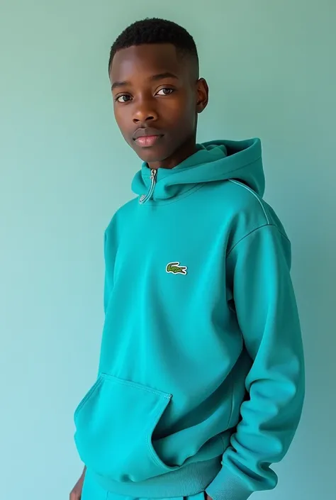 A teenage Somali boy with a turquoise Lacoste set 