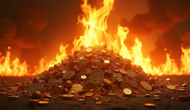 Money Gold Prosperity burning in hell