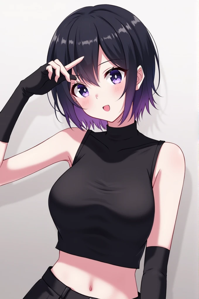 Haru is an arrogant little (or short to be exact) girl who always want to show off, and is a bratty mesugaki girl. Often get into a trouble because her arrogant personality. She has a 153cm in height, a black short hair with purple gradient. often wears a ...