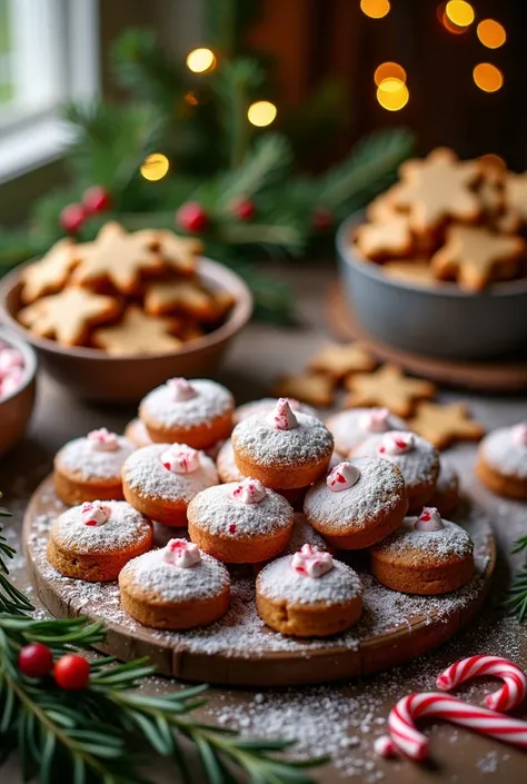 Christmas-themed table decorations for snacks