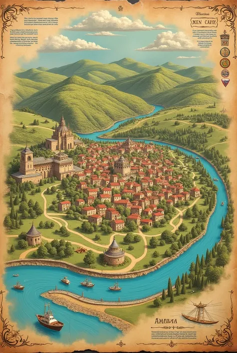 Tourism map of Amasya on fund carton