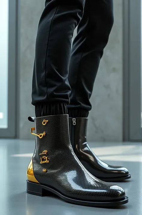 Jack Rud boot in carbon fiber and gold for 
man 