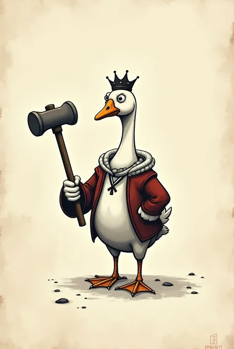 print for ,  paper with a court goose with a line-style hammer