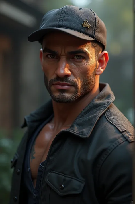 A MALE CHARACTER IN 3D WITH THE CAP BEHIND HIM 