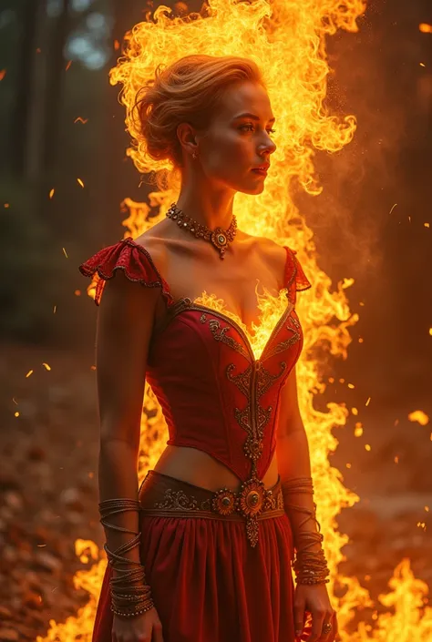 Dans un éclat flamboyant, une femme steampunk à la chevelure de feu incarne la force et la passion. Ses yeux d’un bleu perçant semblent contenir des mystères insondables, tandis qu’un cœur incandescent, à la fois fragile et puissant, brûle sur sa poitrine....