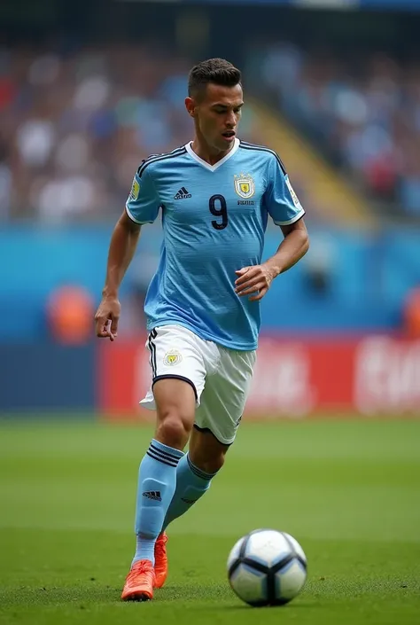 A player from the young Uruguay national team with a 9 on his back 