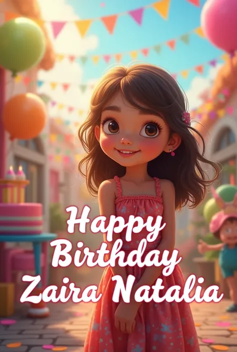 Birthday image with a girl in the background , with the Text: Happy Birthday Zaira Natalia