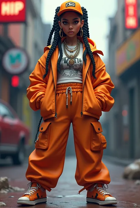 3D girl with hip hop clothes 