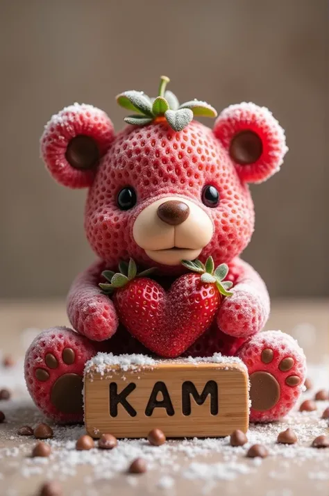 A logo that bears Cambur , strawberry,  frozen sideburns with chocolates, a wooden palette with the name KAM