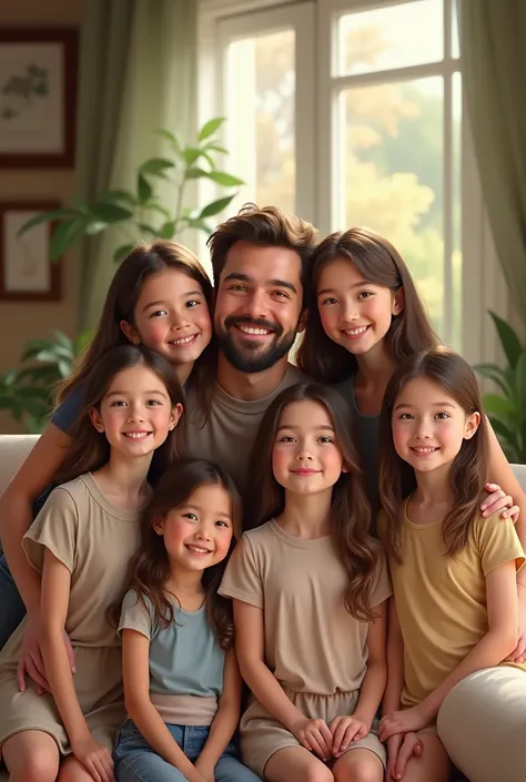 a man with six cute daughters