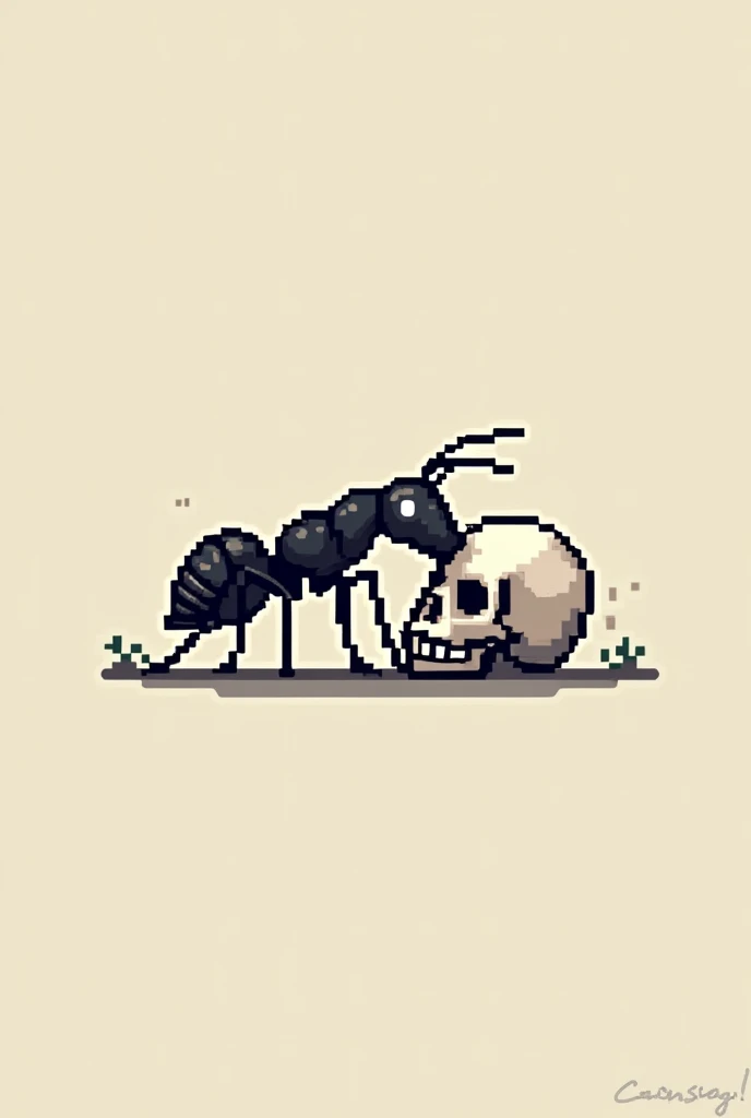 An icon of an ant gnawing skill，Simple，Pixel Style