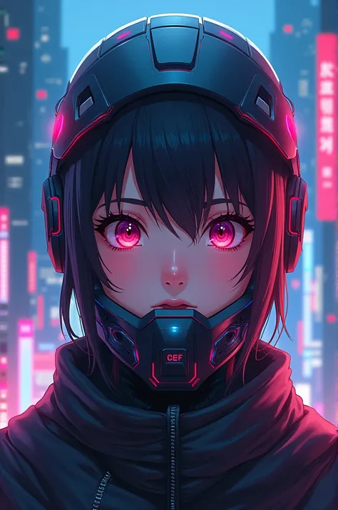 Anime girl in cyber helmet