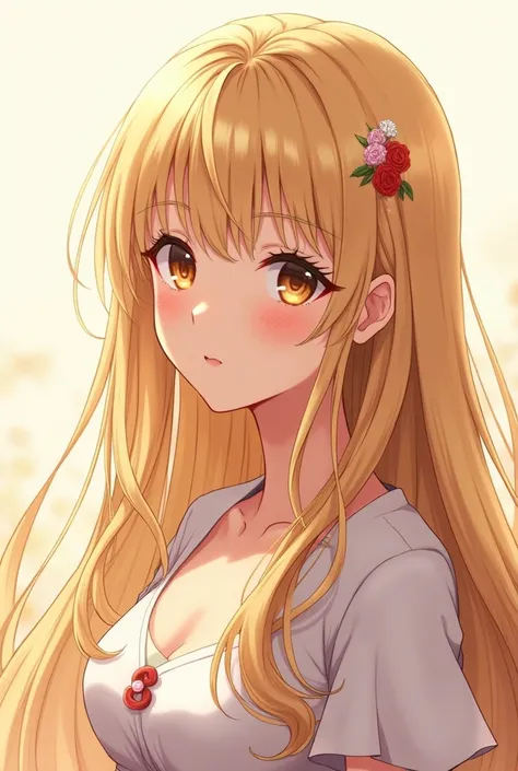 anime teenage girl with beautiful blonde straight hair and CURLS on the bottom of her hair with curls on the bottom of her hair. CURLS. CURLS ON THE BOTTOM OF HER HAIR