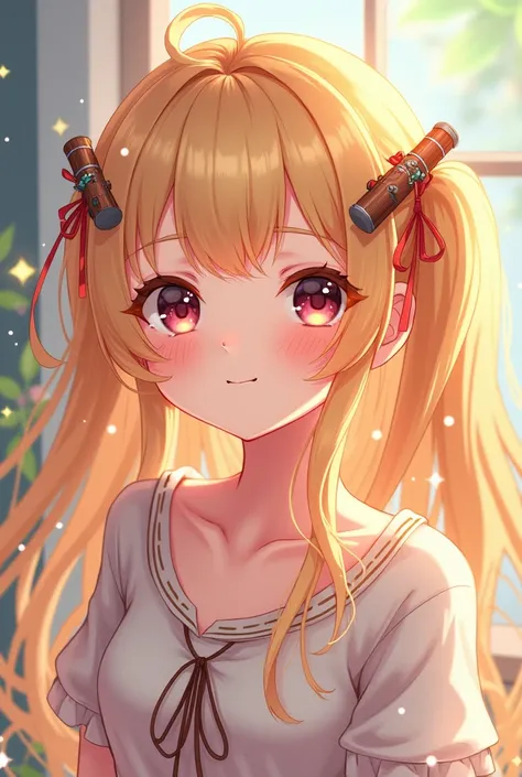 Anime girl with blonde slingshots in her hair