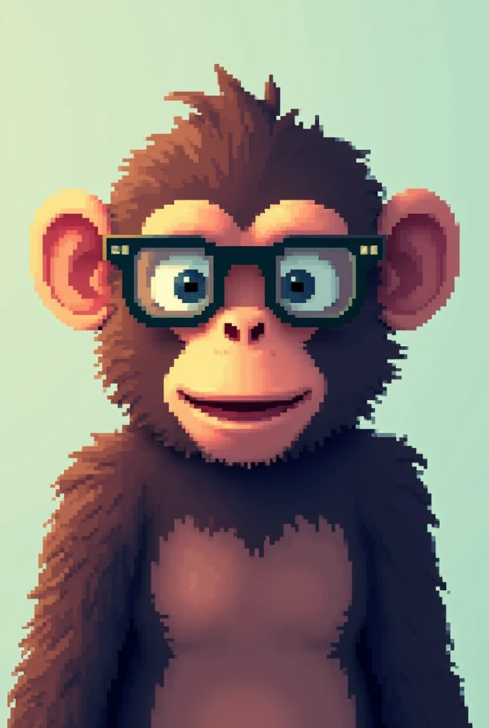 Pixelate ape monkey wear eye glases 