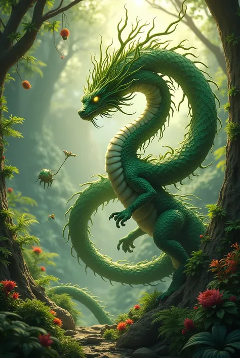  Make me a picture of a plant dragon.