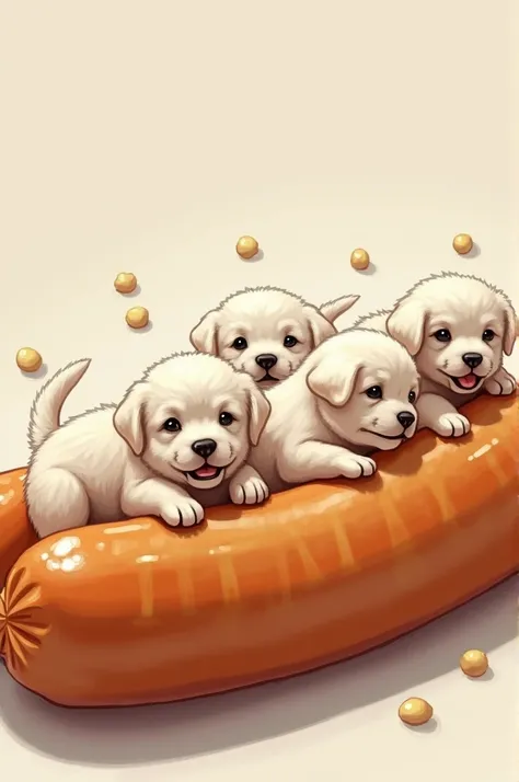 Dutch Frikandel speciaal with little white puppies in stead of unions. 