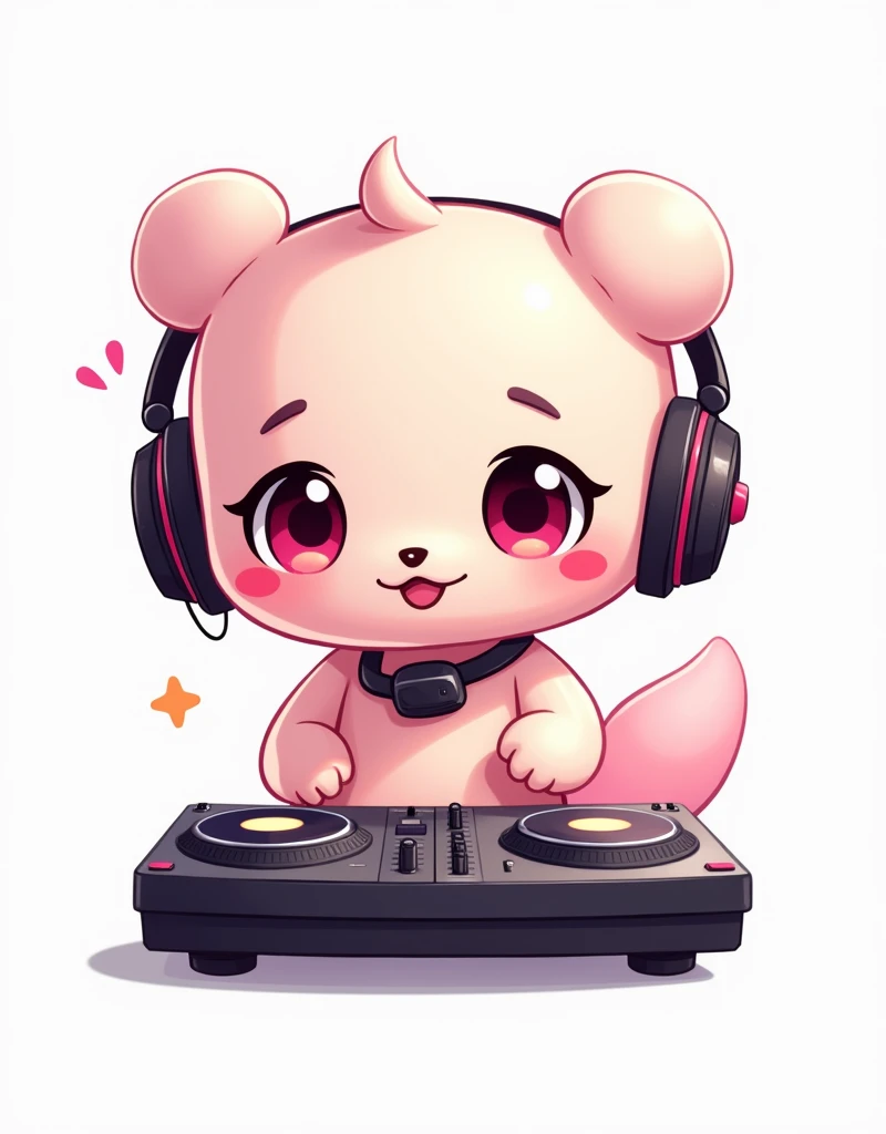 Cute chibi animation by DJ Mashmellow with white background in cartoon