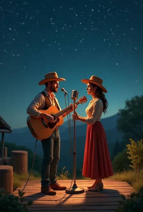 Make a country duo on a starry night