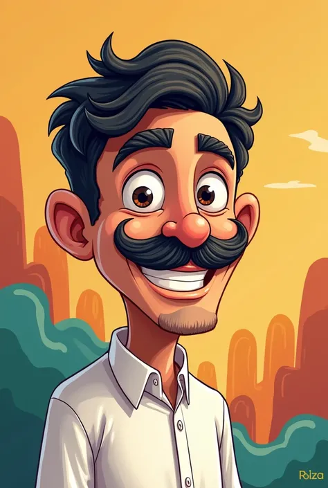 Arab cartoon man with cool mustache