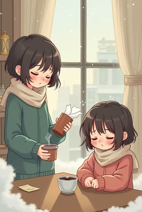 But when winter comes around, short-haired girls tend to have symptoms of coughing, sneezing, non-stop runny nose and itchy eyes all day long. At first, it was thought of as just a common cold, cartoon.