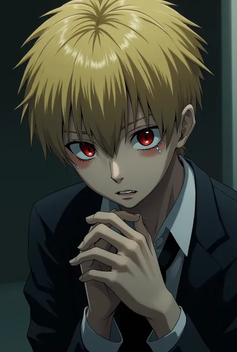 Kurapika from the anime Hunter x Hunter Crying 