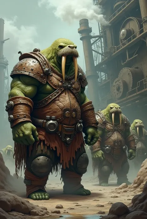 Thick walrus humanoids Viking Style Steampunk Green skin colour