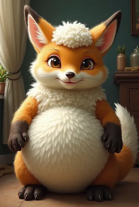 (masterpiece), best quality, expressive eyes, perfect face, Furry, Fox, sheep, bbw, belly inflation 