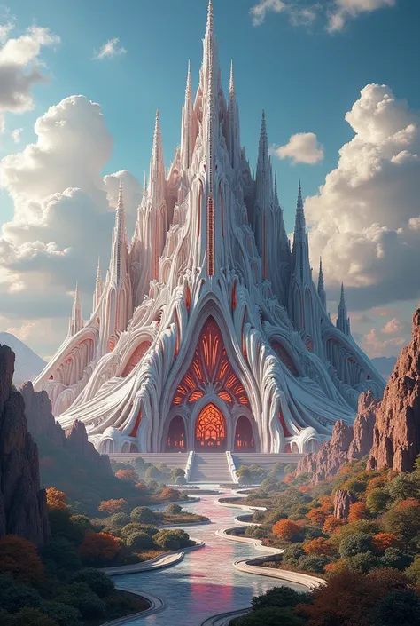 hyper-photorealistic depiction, with gorgeous colors , of the colossal FUTURISTIC lace PYRAMID-CATHEDRAL STADIUM , LACE sublime GOTHIC NEUSCHWANSTEIN STYLE , with an extraordinary capacity of 200,000 spectators.The massive structure showcases its grand des...