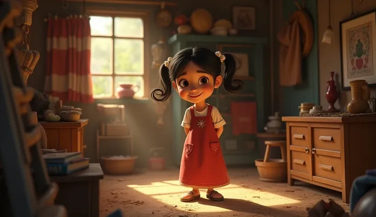 In a small village, a kind-hearted girl named Ella lived a life of hardship. She resided in the poorest house small dirty house Disney animation pixers 