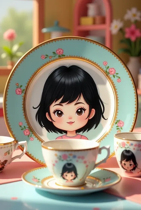 Royal Albert tableware cartoon  black hair

