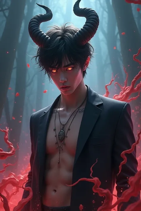 Sangyeon from The Boyz as a demon