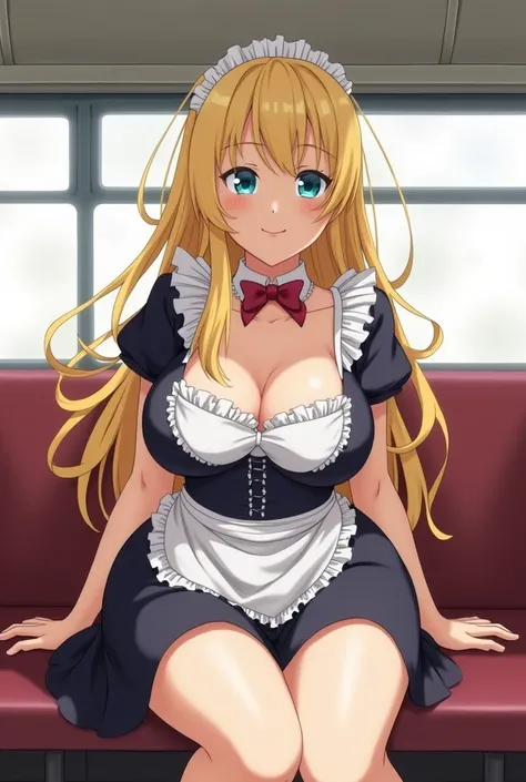 Japanese, white, in sexy maid outfit,  big breast ,  big ass, blonde, with a white, sticky liquid, cumshot, all honeydew, toda cumshot [Animation] [In the seat of a bus]  on top of a man 