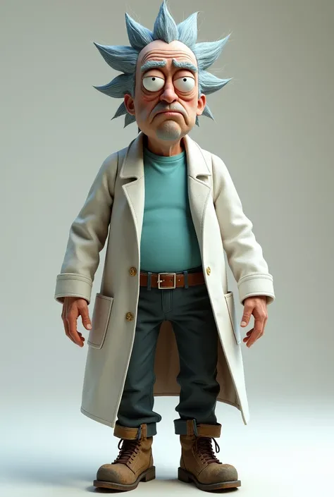 Rick character from the Rick and Morty cartoon in realistic 3d 