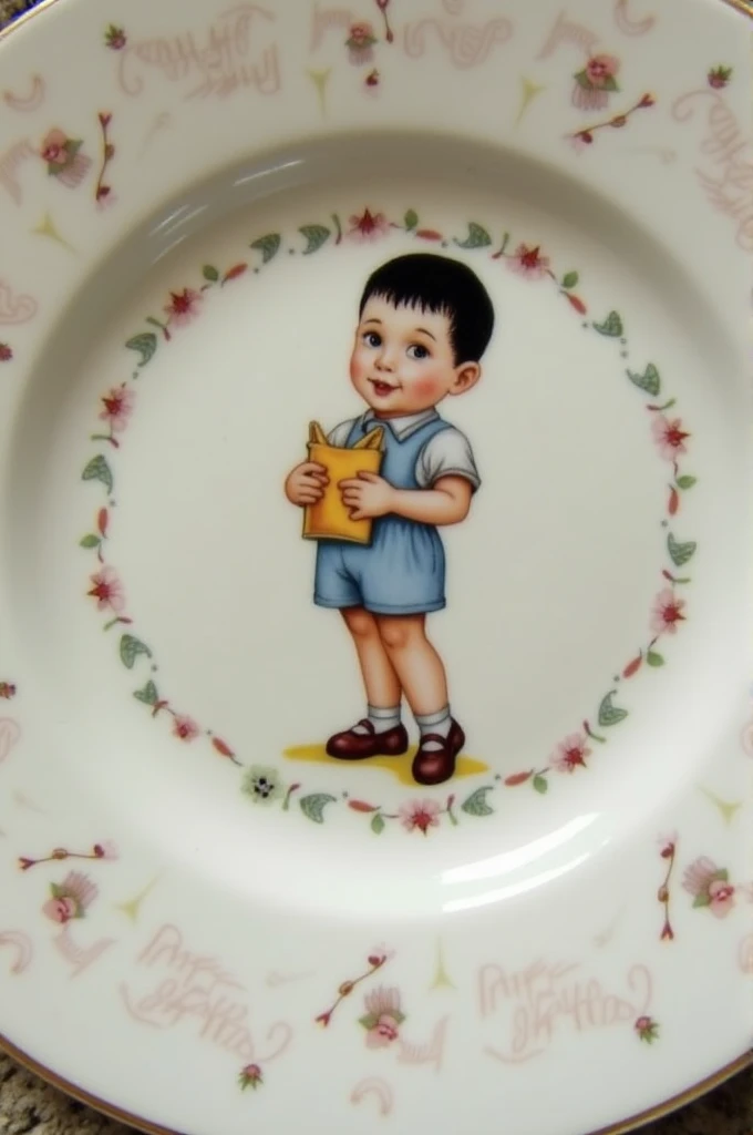 Royal Albert Dinnerware with a Little Black Short Hair Cartoon Boy 
