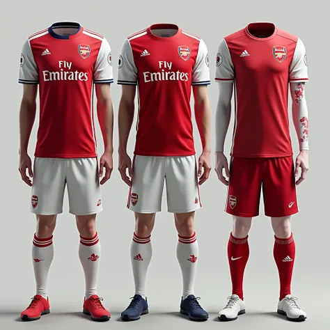 Design the best football kits for Arsenal FC, home kit, away kit and third kit