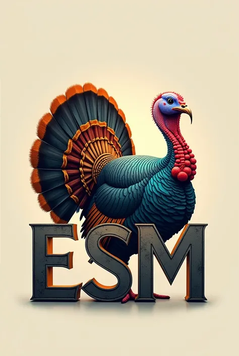 Logo that highlights the ESM letters with iron colors but with the animal turkey