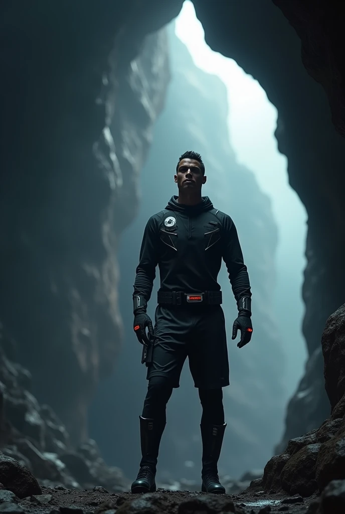 Cristiano Ronaldo Entering the Cave
Create an Cristiano Ronaldo is wearing a sleek black and silver jumpsuit, complete with a utility belt and a pair of high-tech gloves ultra-realistic image of Cristiano Ronaldo standing at the entrance of a dimly lit cav...